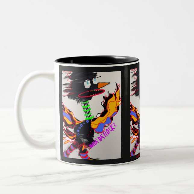 O quê? O quê? caneca de dois tons (Esquerda)