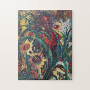 O quebra-cabeça da mulher #1 do girassol