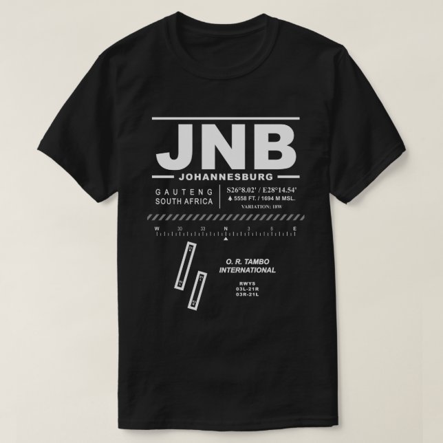 O. R. Tambo Aeroporto Internacional JNB T-Shirt (Frente do Design)