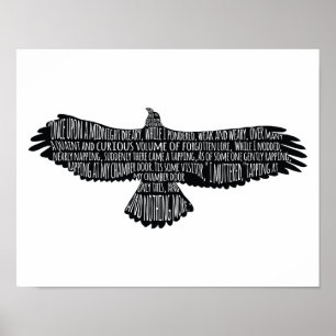 O Raven por Edgar Allan Poe Typografia Poster