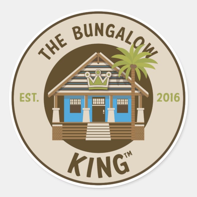 O Rei Bungalow - Adesivo Redondo (Frente)