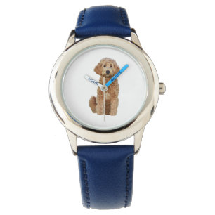 O relógio azul de cão ajustável do garoto
