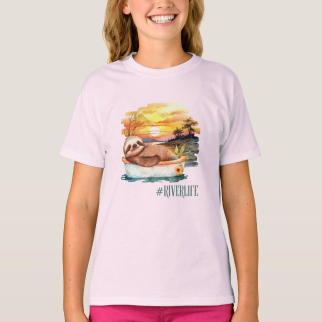 O rio Life Sloth | T-Shirt De Meninas Cutas (Frente)