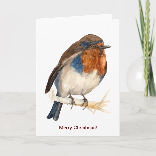 O Robin europeu parece o cartão de Natal esquerdo (Frente)