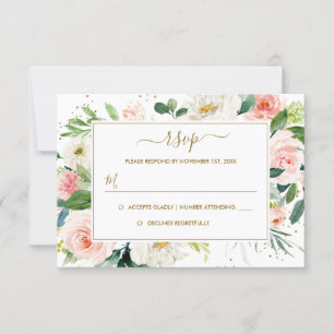 O rosa cora RSVP Wedding Dourado floral Dourado