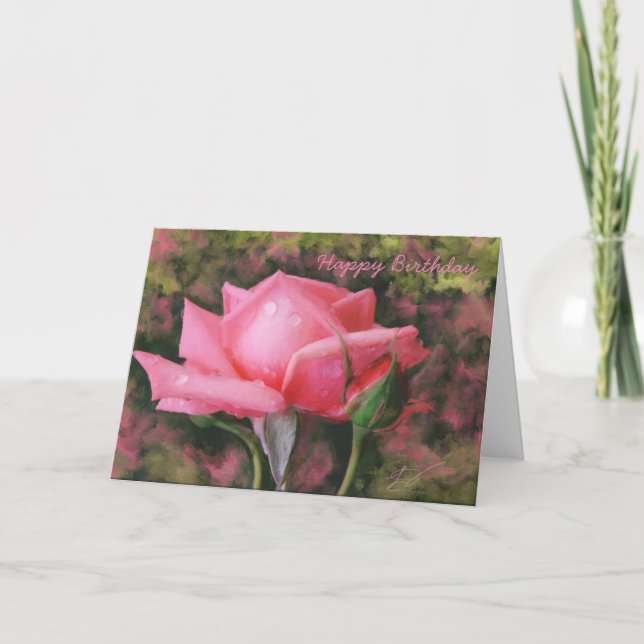 O rosa do rosa com água deixa cair o cartão do (Frente)