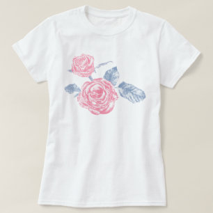 O rosa do rosa esboçou o t-shirt coberto da arte