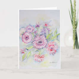 O rosa floresce o cartão vazio