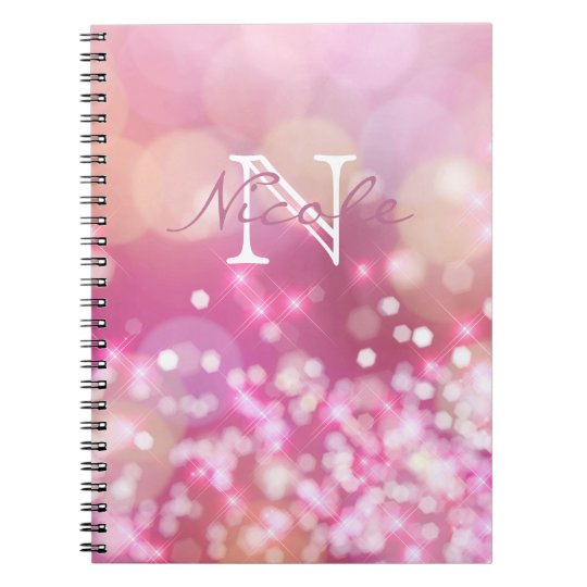O rosa glamoroso Sparkles caderno da foto do