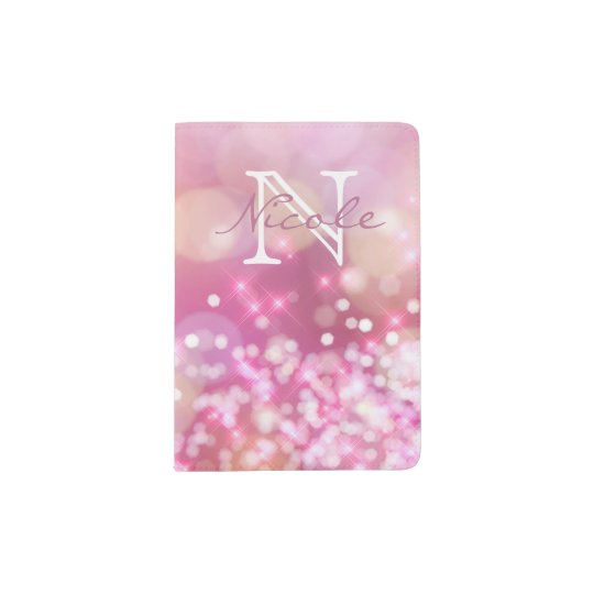 O rosa glamoroso Sparkles suporte do passaporte do Capa Para Passaporte