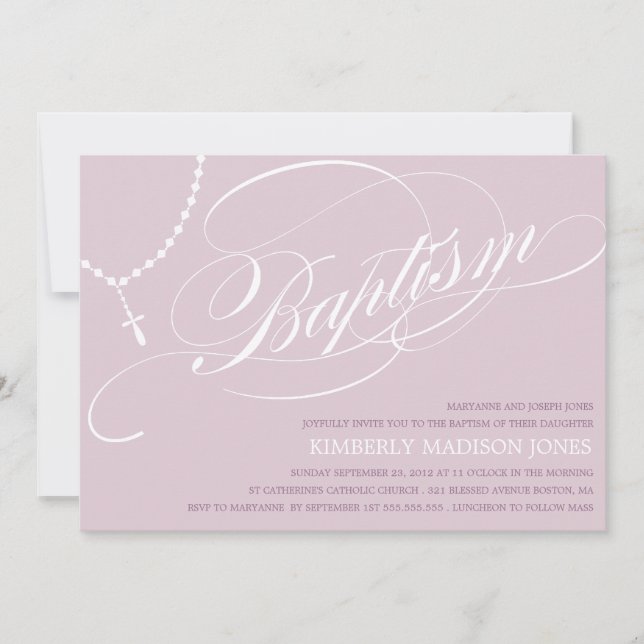 O ROSÁRIO ROXO PERLA O CONVITE DO BAPTISMO DE (Frente)