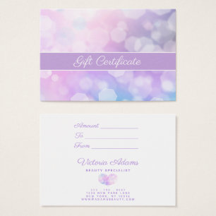 O roxo glamoroso Sparkles certificado de presente