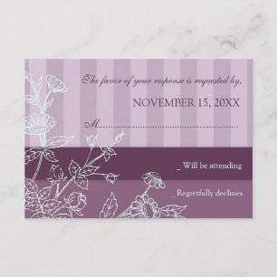 O roxo listra o cartão de casamento de RSVP