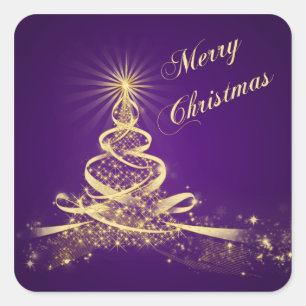 O roxo, ouro iluminou a etiqueta do Feliz Natal da