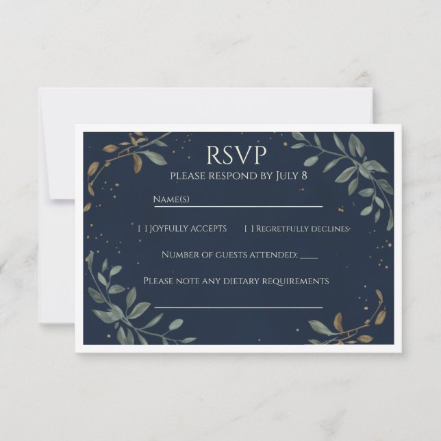 O RSVP do Casamento Navy Gala da Meia-Noite (Frente)