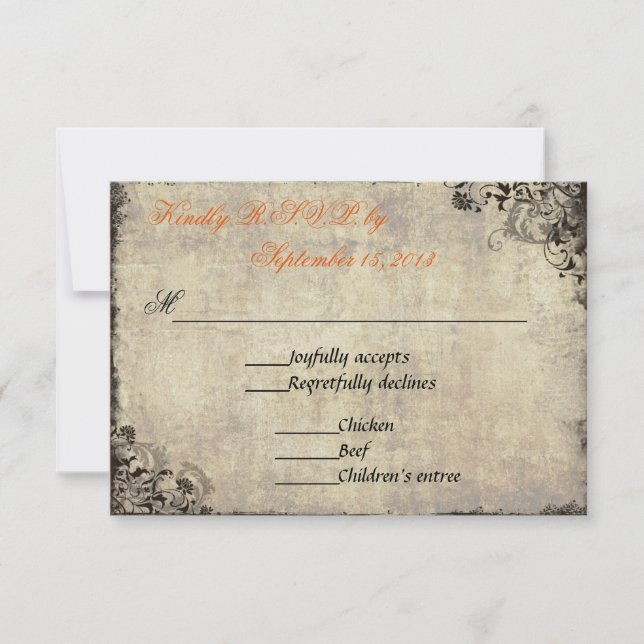 O RSVP do Casamento vintage da Proposta em Laranja (Frente)