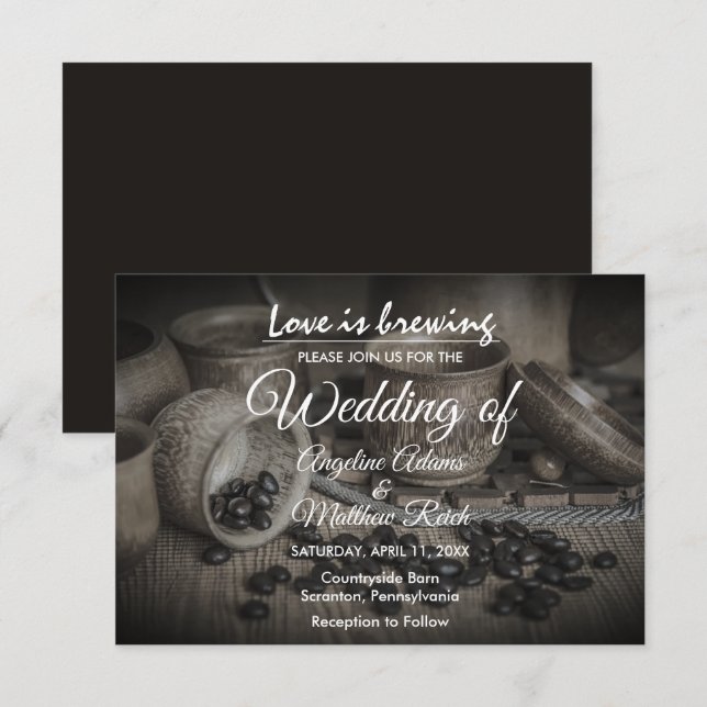 O Rustic Coffee Bean-Love está a criar um cartão d (Frente/Verso)