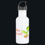 O sapo bonito caçoa a garrafa das bebidas<br><div class="desc">O sapo excepcionalmente pintado caçoa bebidas ou garrafa de água,  excelente para a escola,  pré-escolar,  mais amáveis ou depois que a escola bate como pode ser personalizado com nome completo da sua criança. Este exemplo lê atualmente Ashley MacDonald. Pintado excepcionalmente e projetado por Sarah Trett.</div>