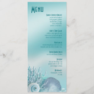 O Seashell sonha o aqua do menu do casamento de