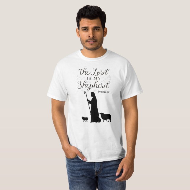 O Senhor é o meu Shepherd 23 Psalm T-Shirt (Frente Completa)