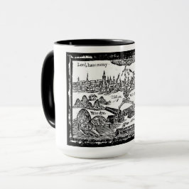 O "senhor, tem o compaixão na caneca do praga