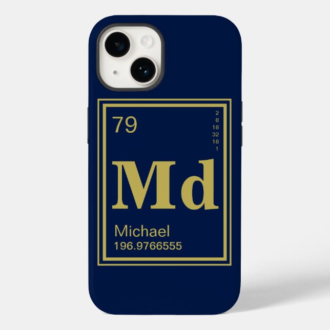 O seu elemento! Nome Personalizado Dourado Periódi (Verso)