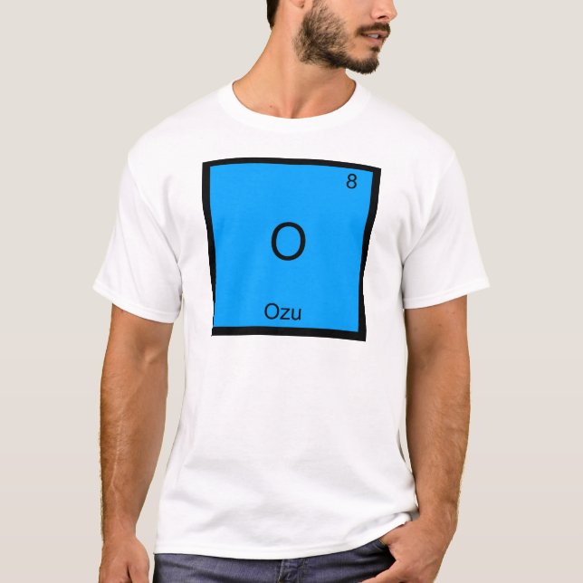 O - Símbolo de Elemento Químico Funny Ozu T-Shirt (Frente)