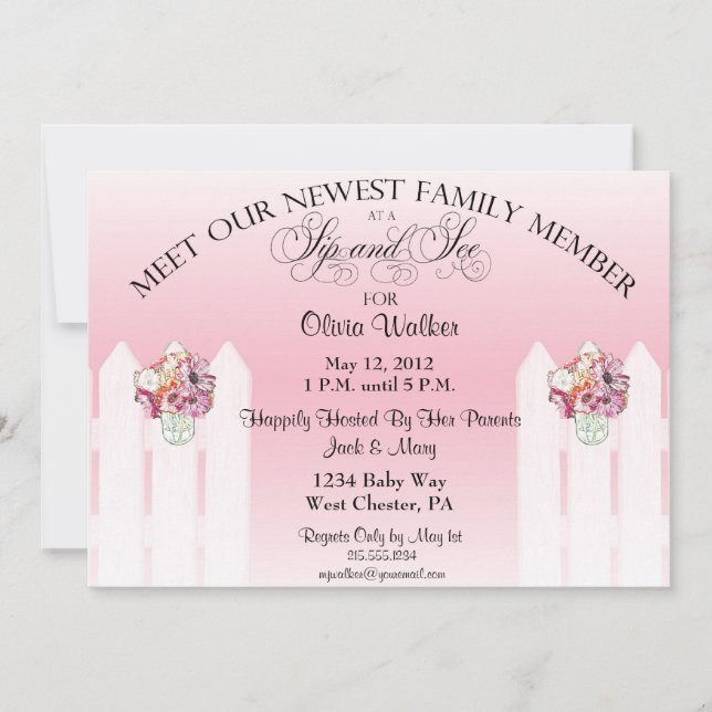 O sorvo do frasco de pedreiro e vê o convite do (Frente)