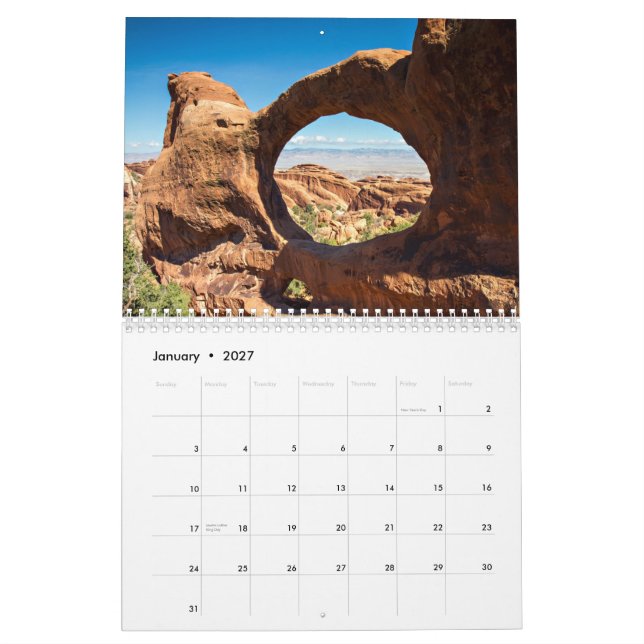 O sudoeste de América - o calendário grande do (Jan 2027)