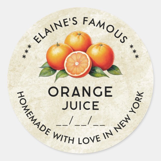 O sumo de laranja da vinheta conserva adesivo com  (Frente)