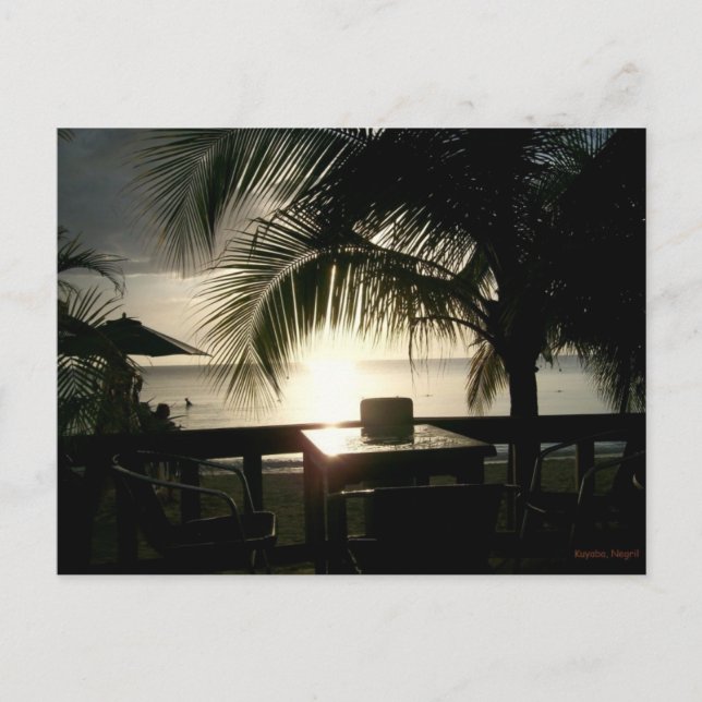 O Sunset jamaicano no cartão postal negativo (Frente)