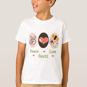 O sushi do amor da paz caçoa o t-shirt