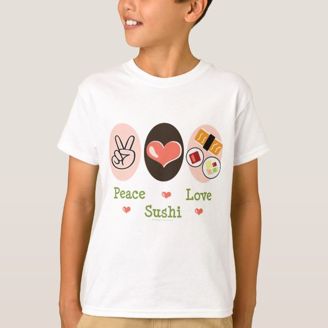 O sushi do amor da paz caçoa o t-shirt (Frente)