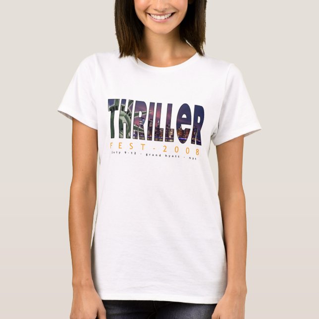 O t-shirt 2008 das mulheres de Thrillerfest (Frente)