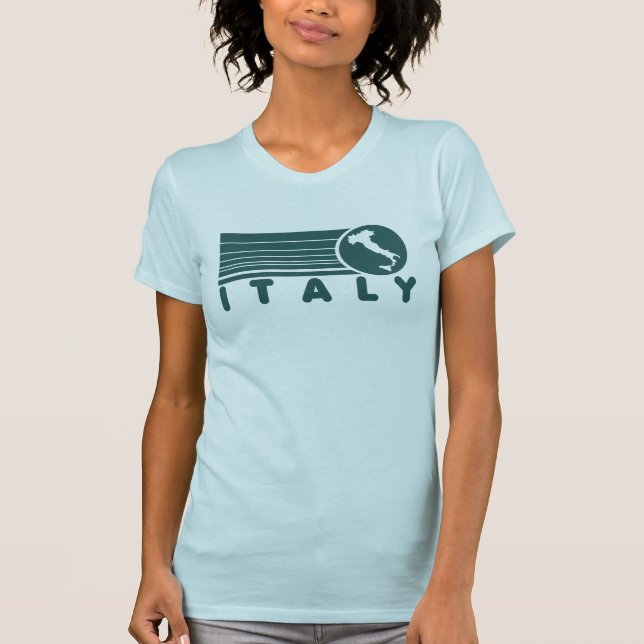 O t-shirt azul das mulheres retros de Italia (Frente)