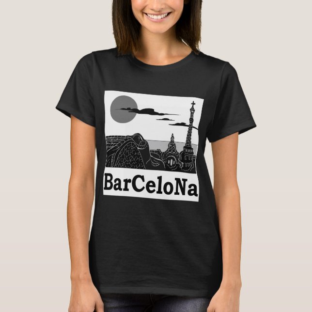 O t-shirt básico das mulheres de Barcelona (Frente)
