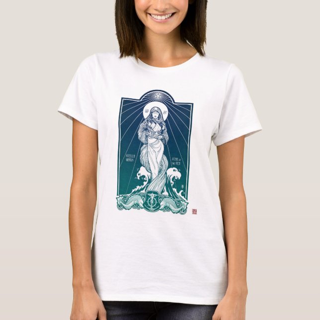 O t-shirt básico das mulheres de Stella Maris (Frente)