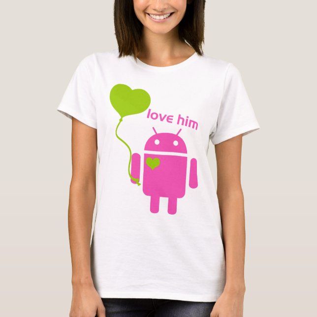 O t-shirt básico das mulheres do Android (Frente)