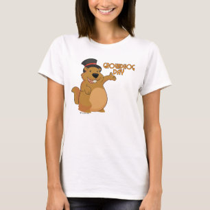 O t-shirt básico das mulheres do dia de Groundhog
