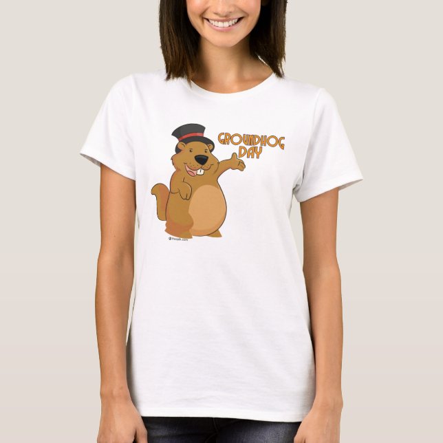 O t-shirt básico das mulheres do dia de Groundhog (Frente)