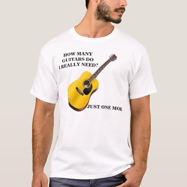 O t-shirt básico dos homens das guitarra (Frente)