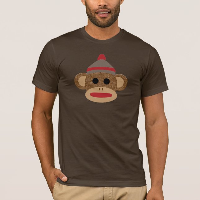 O t-shirt básico dos homens de Brown do macaco da (Frente)