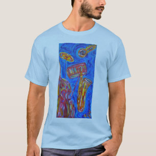 O t-shirt básico dos homens - jazz azul legal