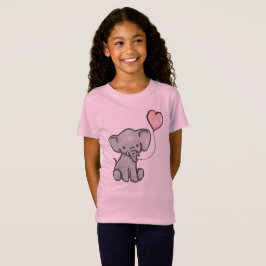 O t-shirt bonito da menina cor-de-rosa do elefante