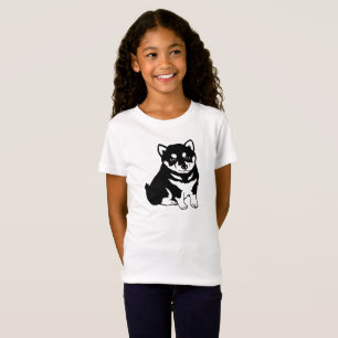 O t-shirt bonito da menina da silhueta do cão de