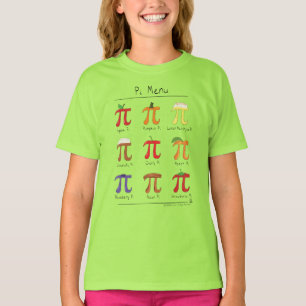 O t-shirt bonito da menina do miúdo do dia do Pi