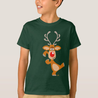 O t-shirt bonito das crianças da rena dos desenhos