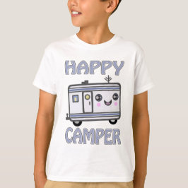 O t-shirt bonito do miúdo do reboque de campista
