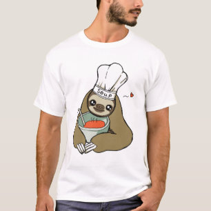 O t-shirt bonito dos homens do desenho da preguiç