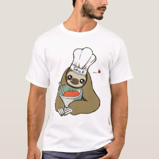 O t-shirt bonito dos homens do desenho da preguiça
